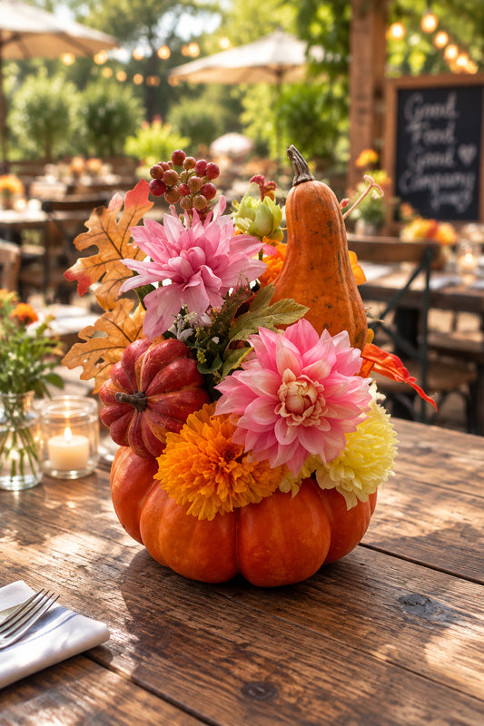 Pumpkin & Flower Centerpieces