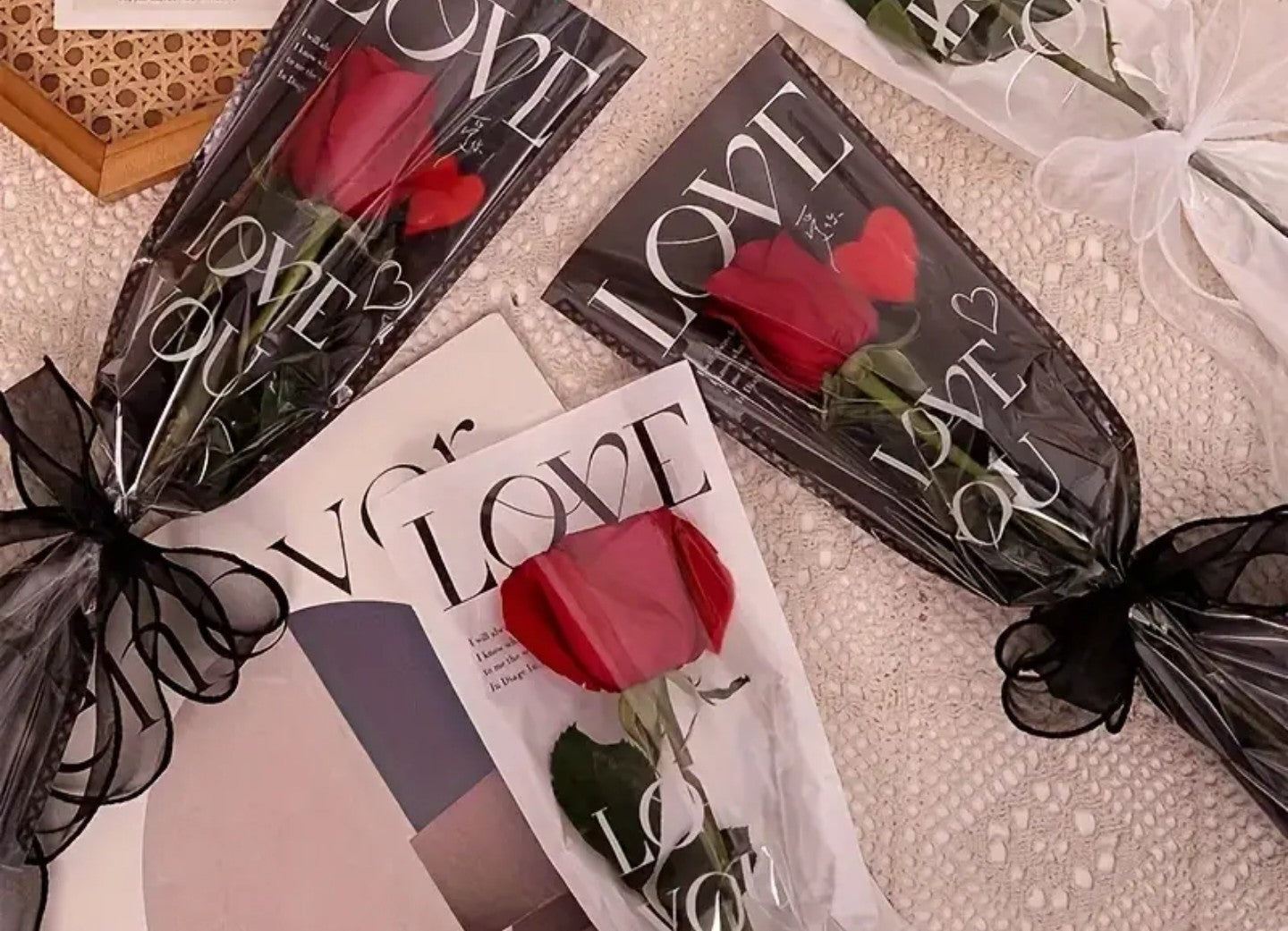 Wraped Roses Single Individually wrapped Single Rose – Camellia