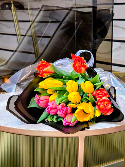 Bouquet of mixed tulips